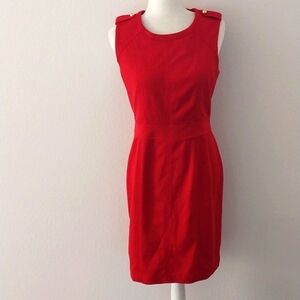 Banana Republic Classic Red with Gold Button Detail Sleeveless Dress siz…